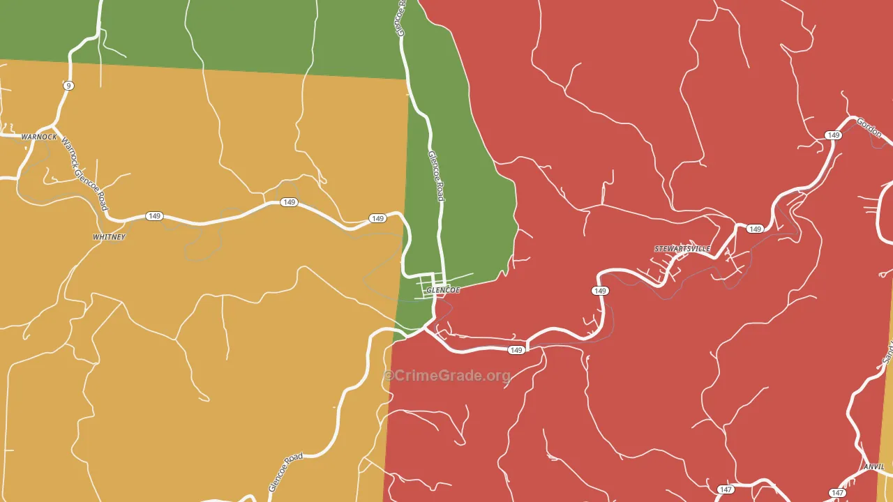 Glencoe, OH Map of Robbery Rates