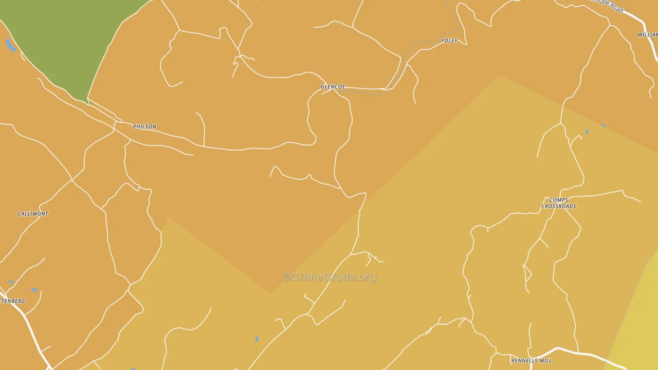 Glencoe, PA Map of Robbery Rates