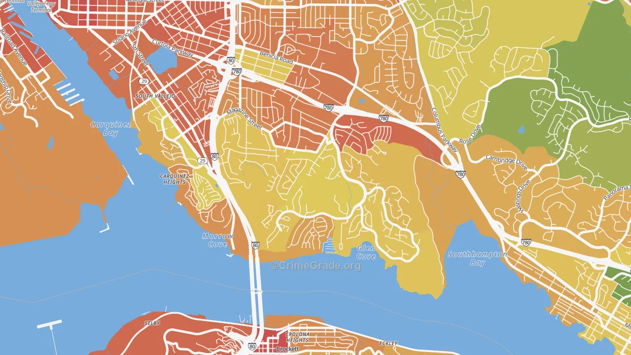 Glencove, Vallejo, CA Map of Robbery Rates