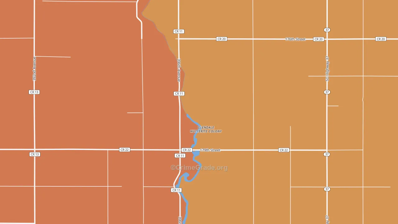Glendale Colony, SD Map of Robbery Rates