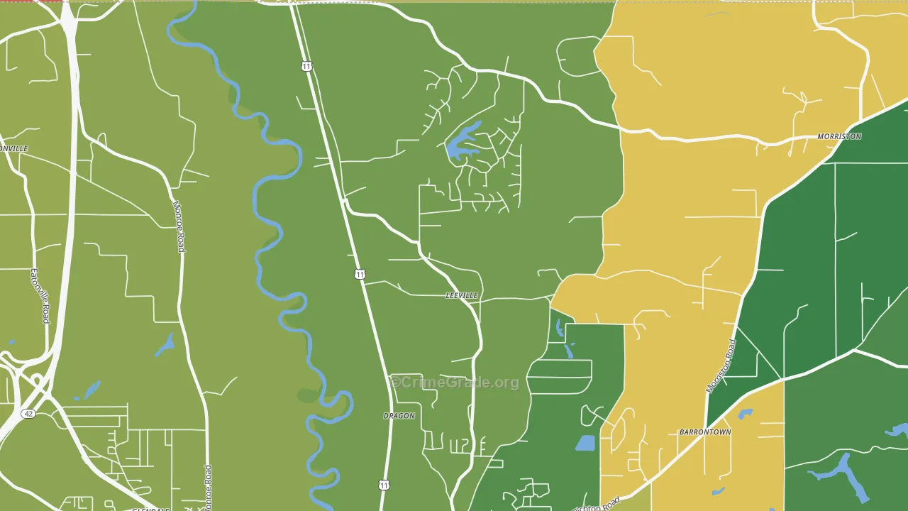Glendale, MS Map of Robbery Rates