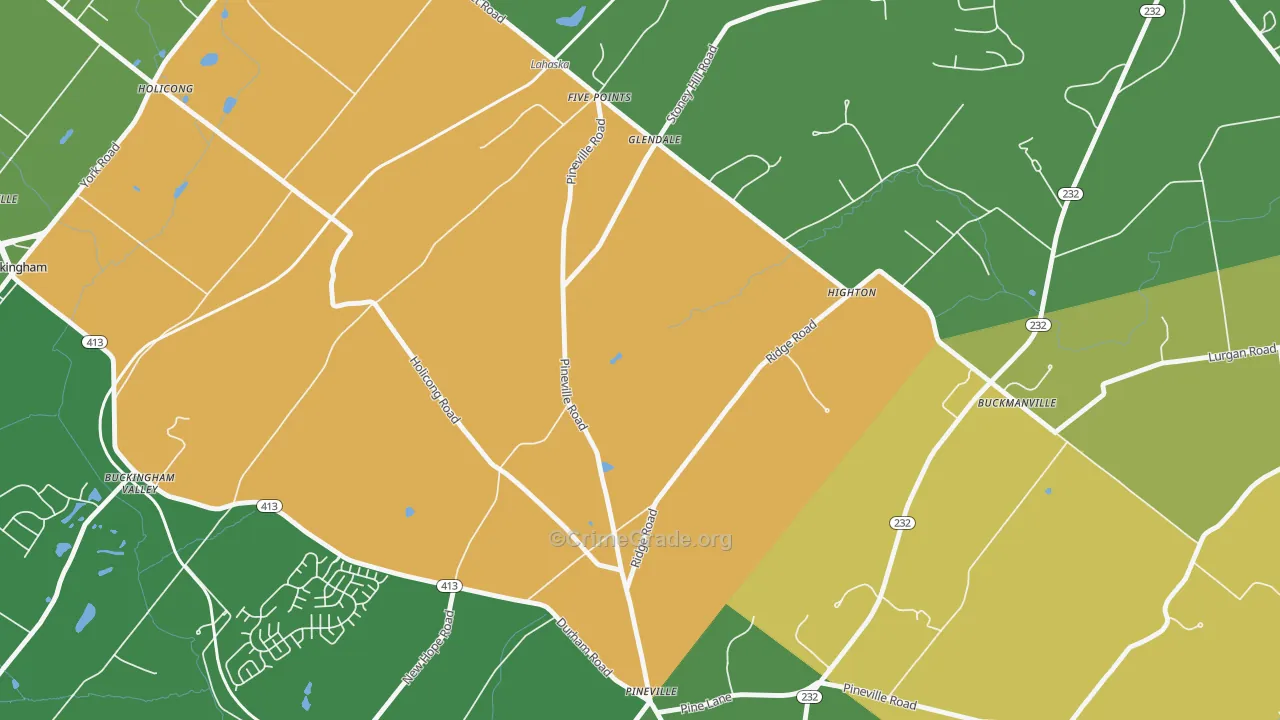 Glendale, PA Map of Robbery Rates