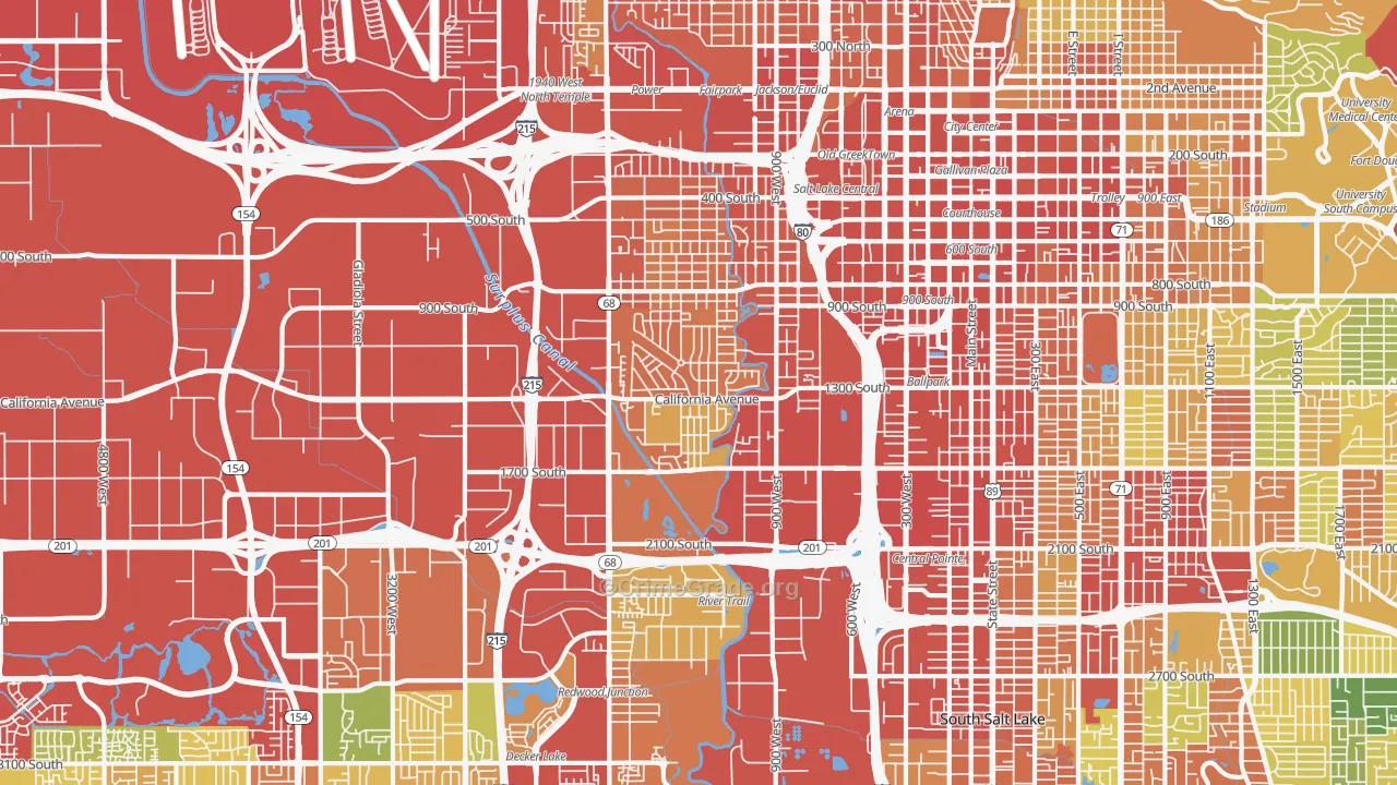 Glendale, Salt Lake City, UT Map of Robbery Rates