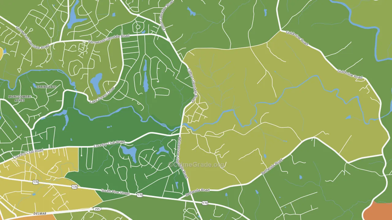 Glendale, SC Map of Robbery Rates