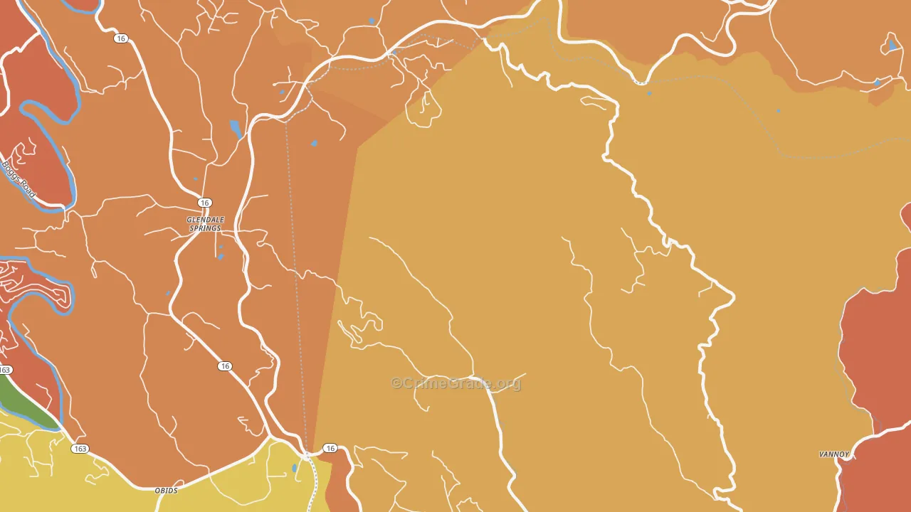 Glendale Springs, NC Map of Robbery Rates