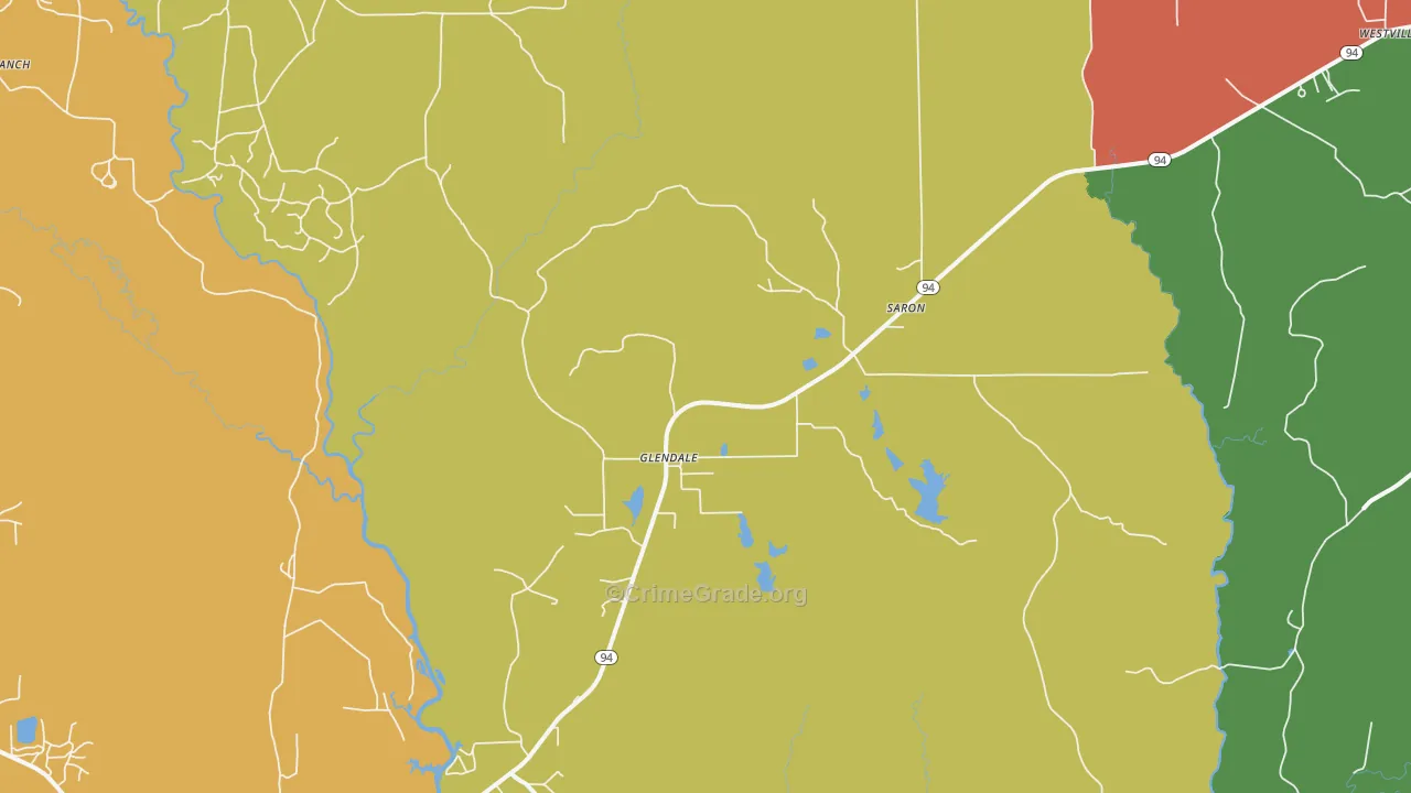 Glendale, TX Map of Robbery Rates
