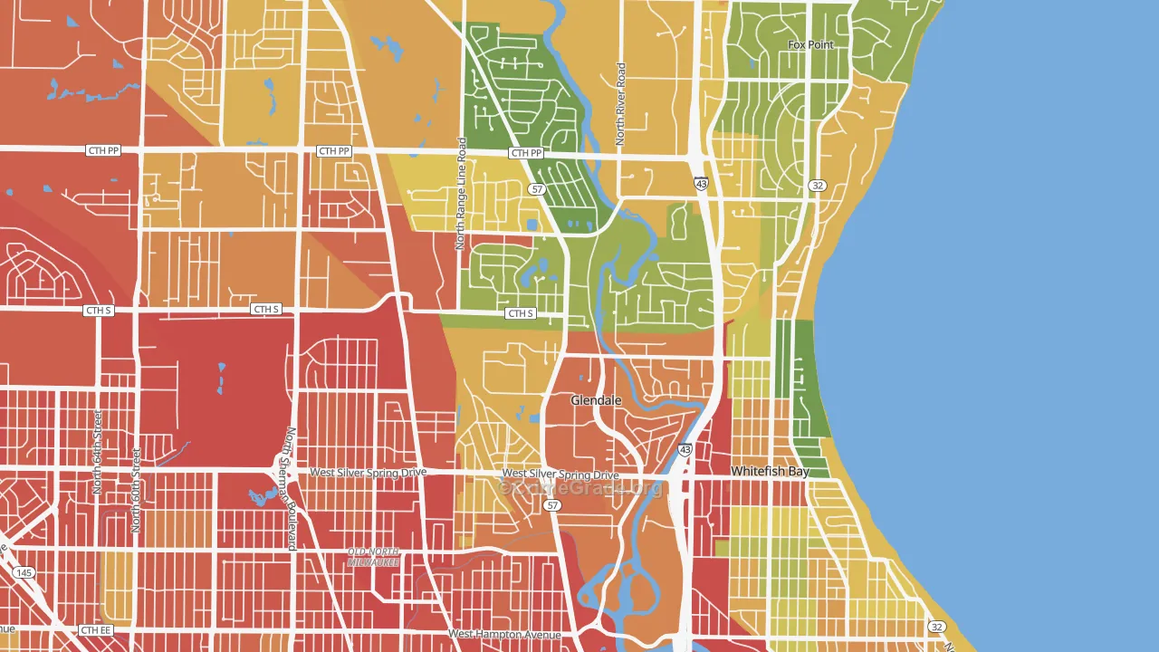 Glendale, WI Map of Robbery Rates