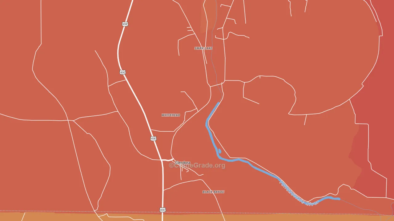 Glendora, MS Map of Robbery Rates