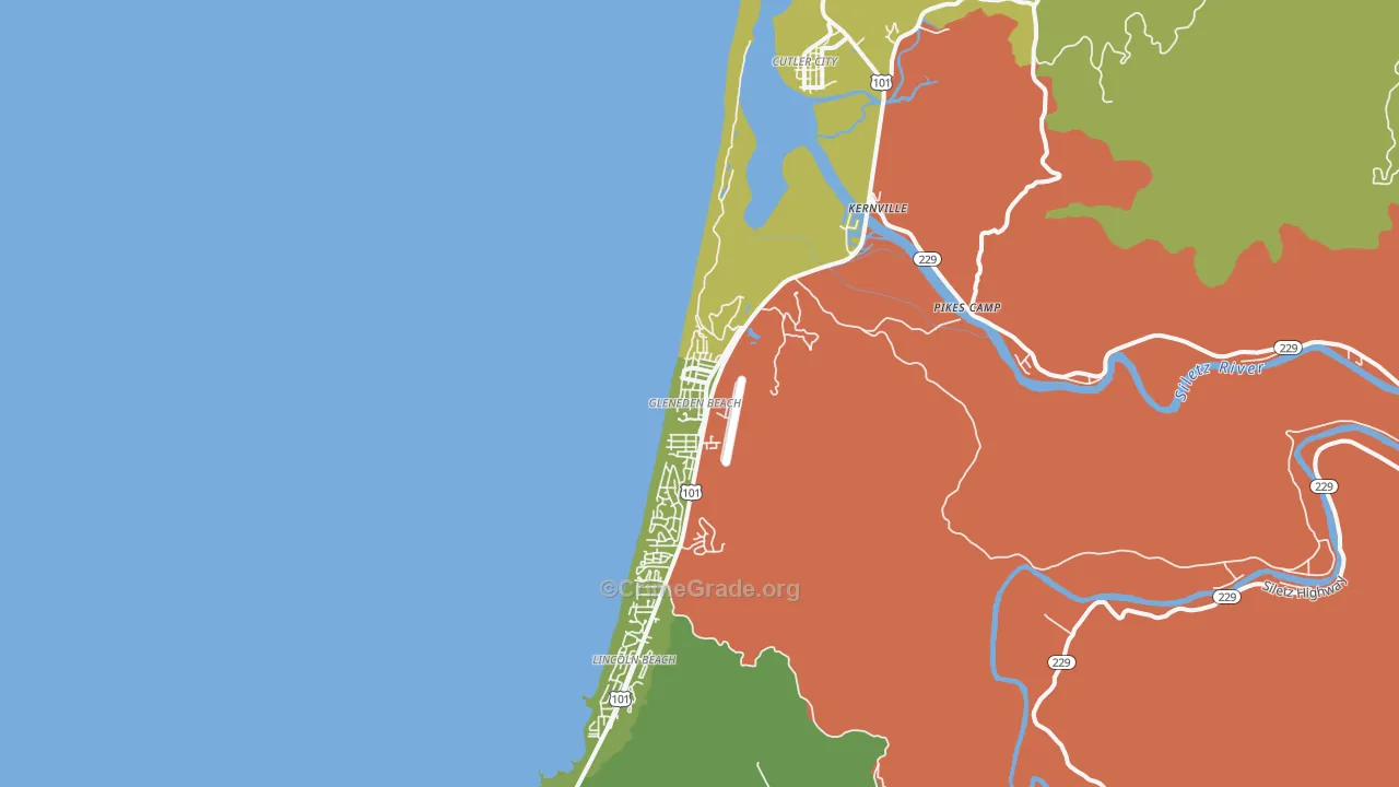 Gleneden Beach, OR Map of Robbery Rates