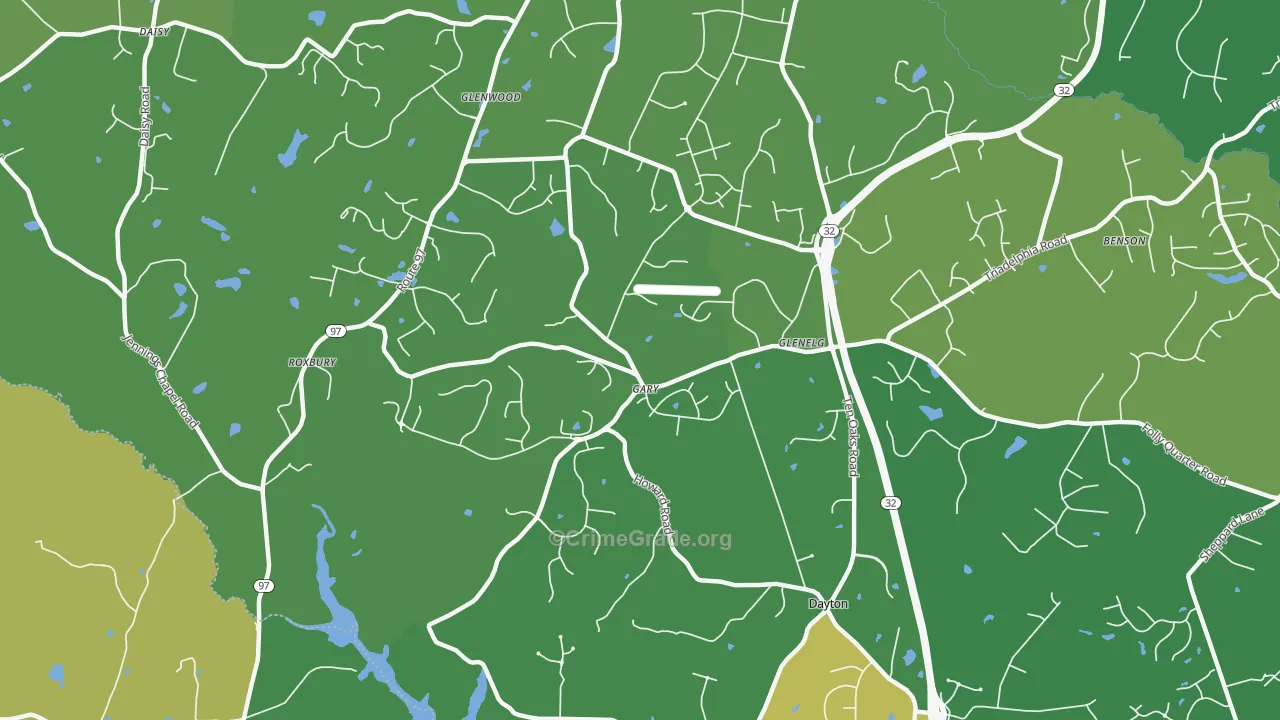 Glenelg, MD Map of Robbery Rates