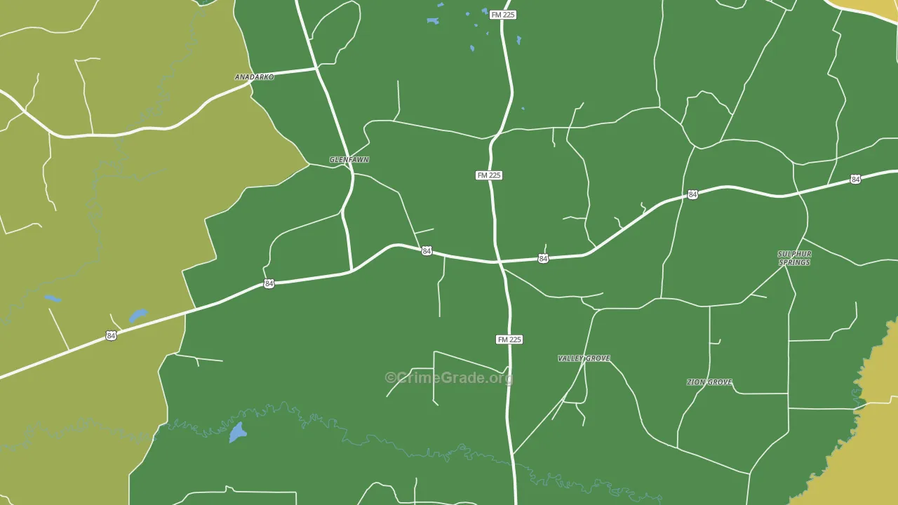 Glenfawn, TX Map of Robbery Rates