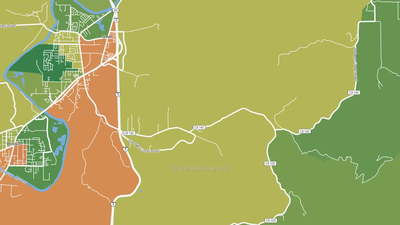 Glengary, OR Map of Robbery Rates