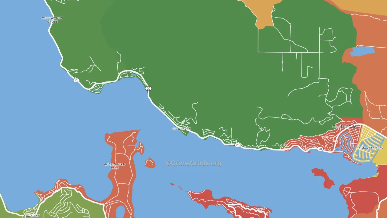 Glenhaven, CA Map of Robbery Rates