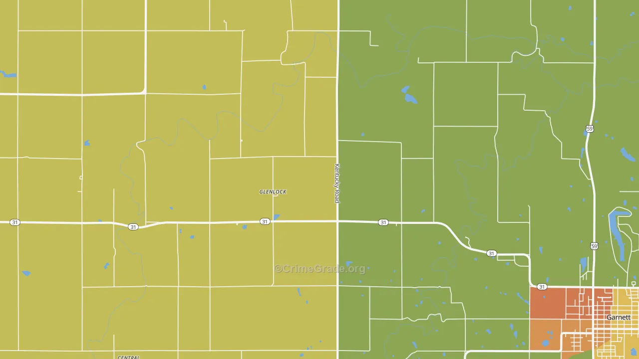 Glenlock, KS Map of Robbery Rates