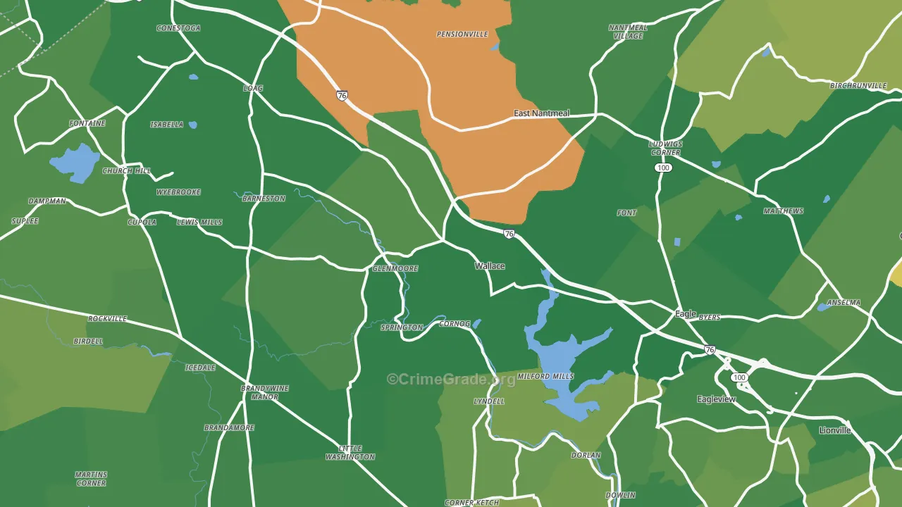 Glenmoore, PA Map of Robbery Rates