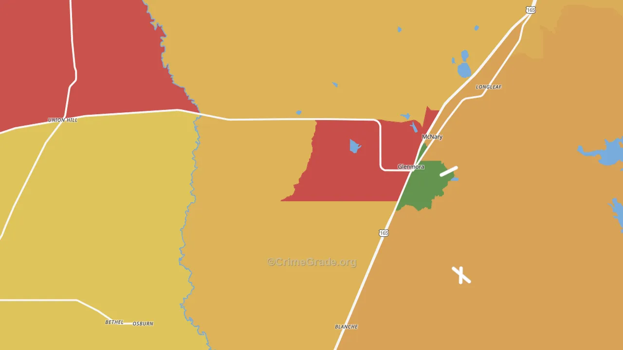 Glenmora, LA Map of Robbery Rates