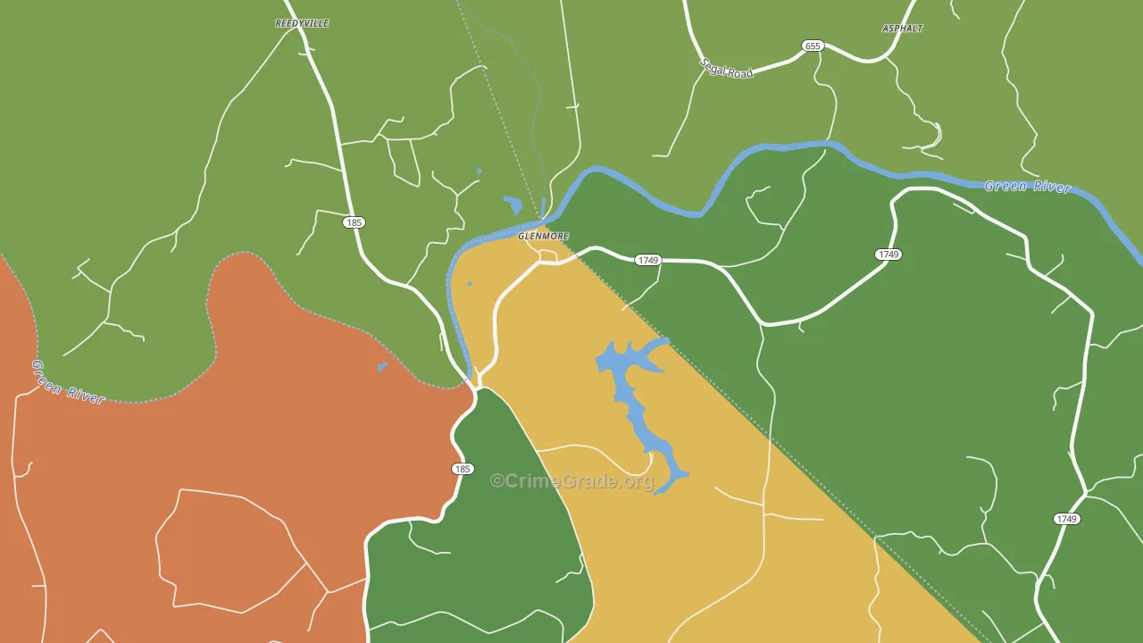 Glenmore, KY Map of Robbery Rates