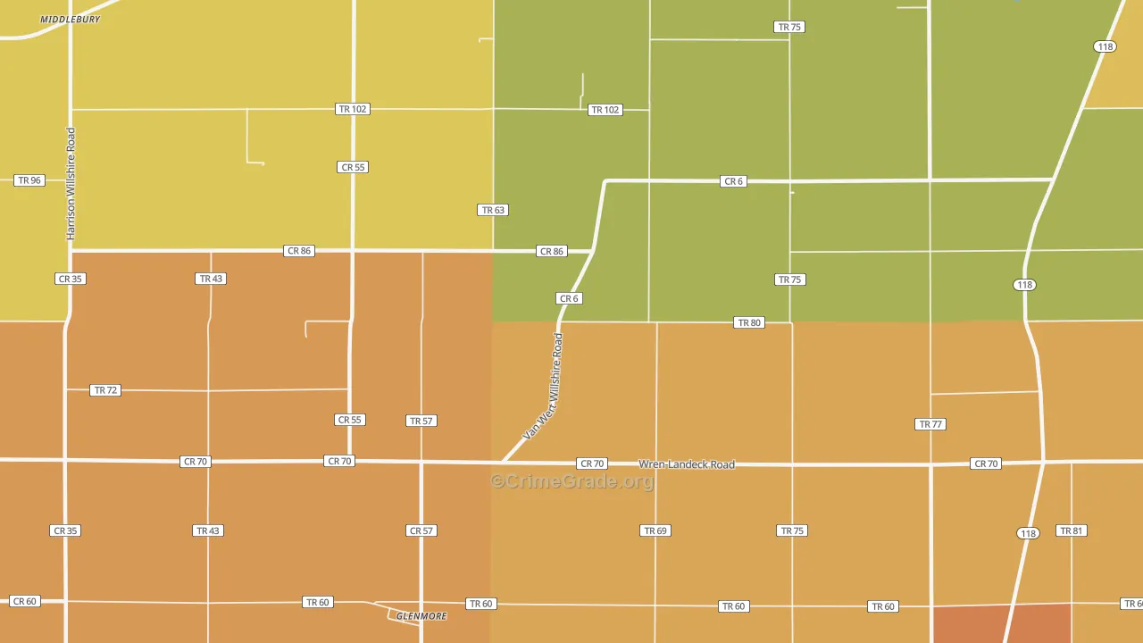 Glenmore, OH Map of Robbery Rates
