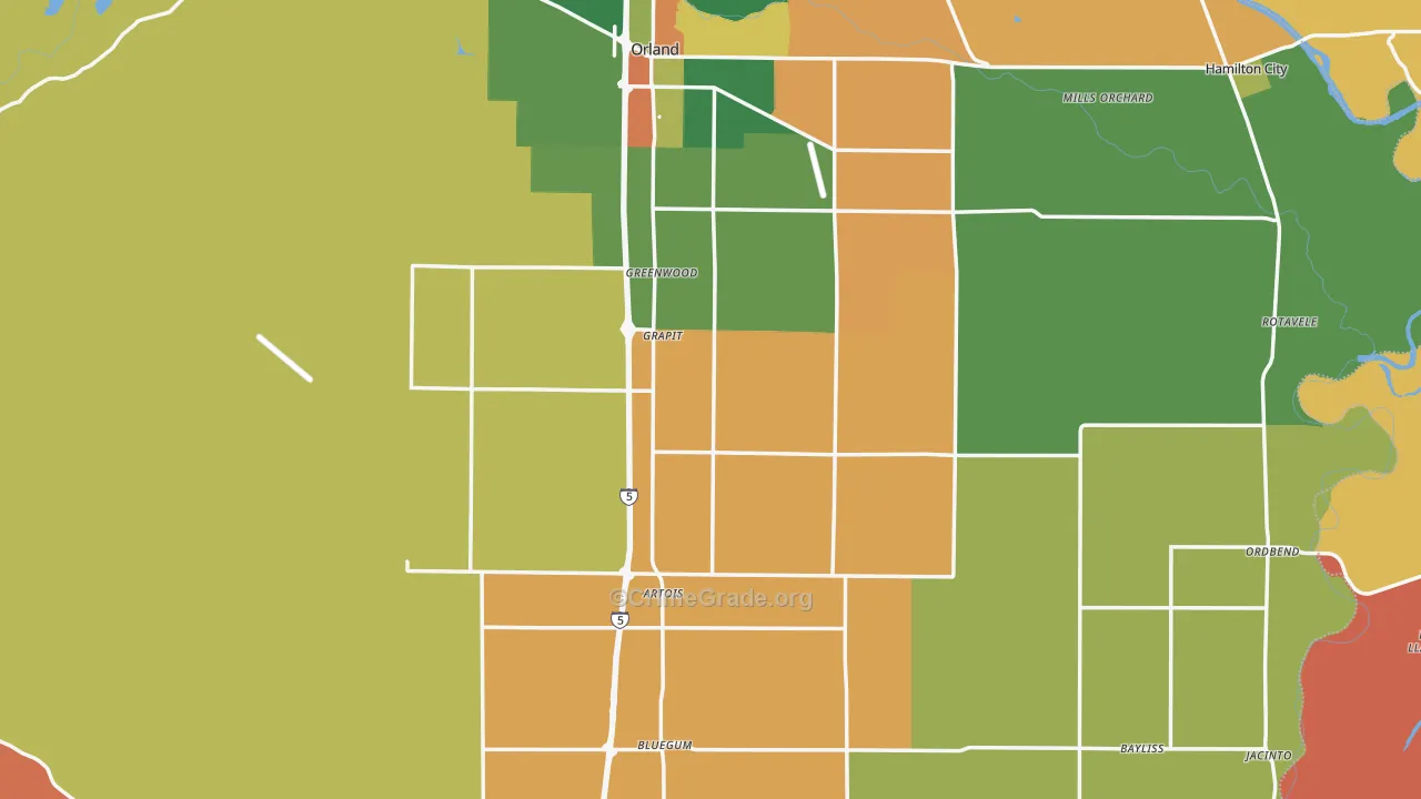 Glenn County, CA Map of Robbery Rates