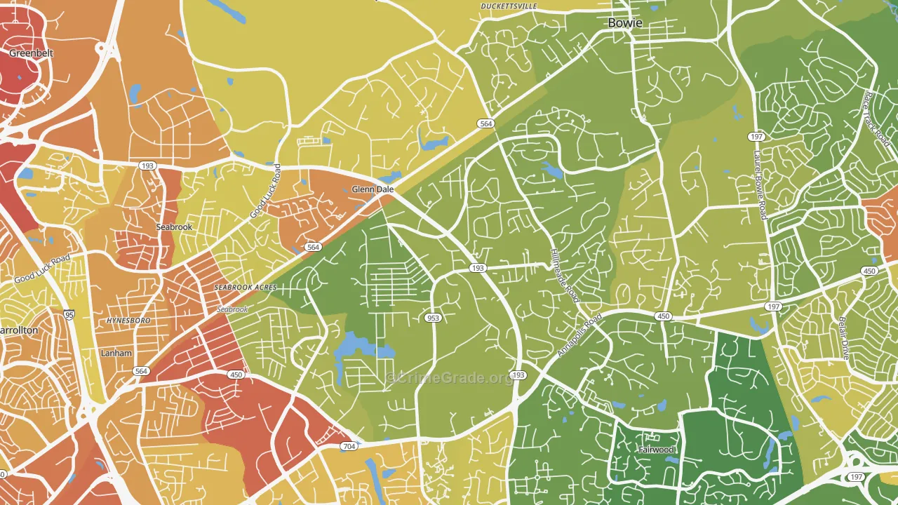 Glenn Dale, MD Map of Robbery Rates