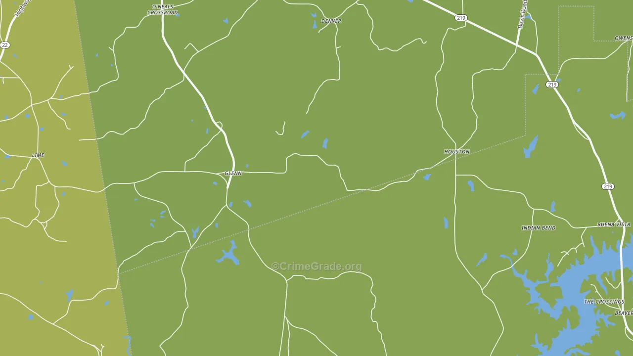 Glenn, GA Map of Robbery Rates
