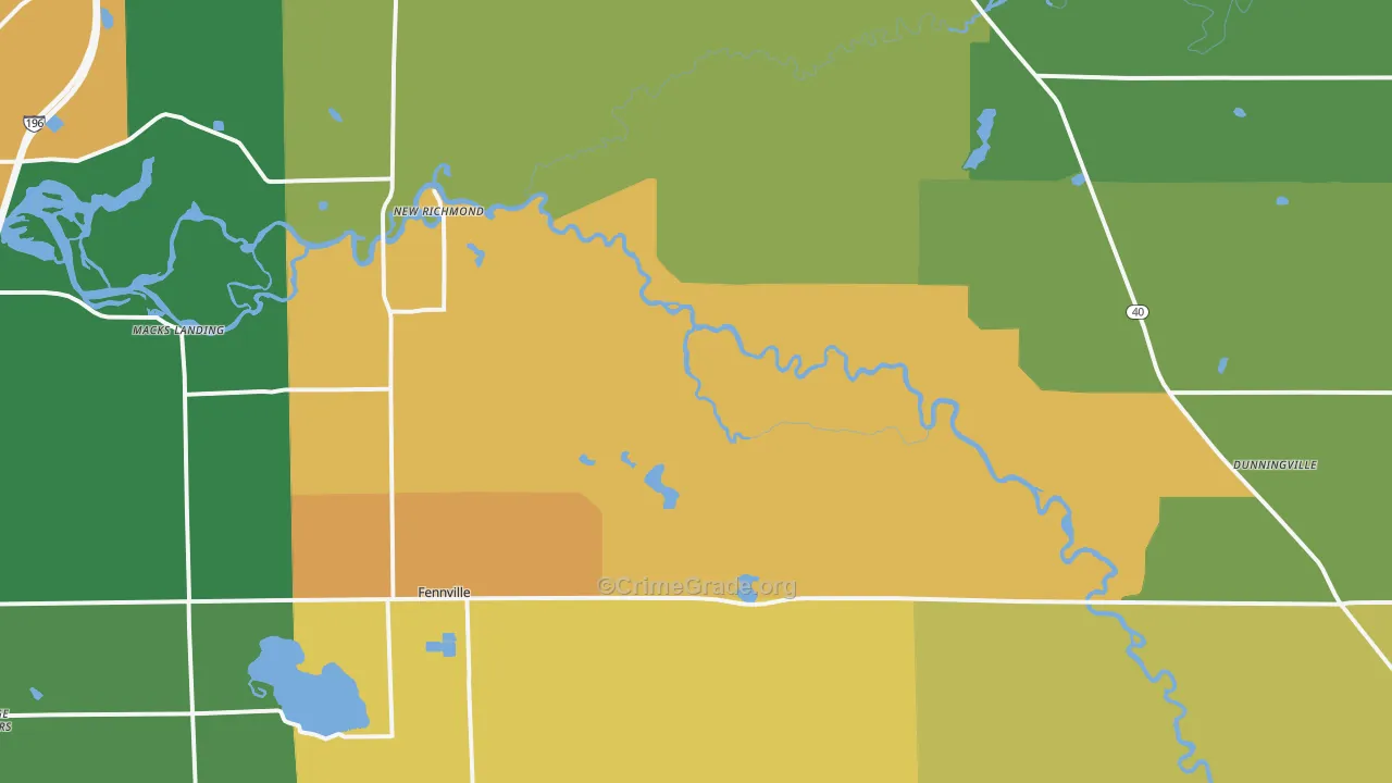 Glenn, MI Map of Robbery Rates
