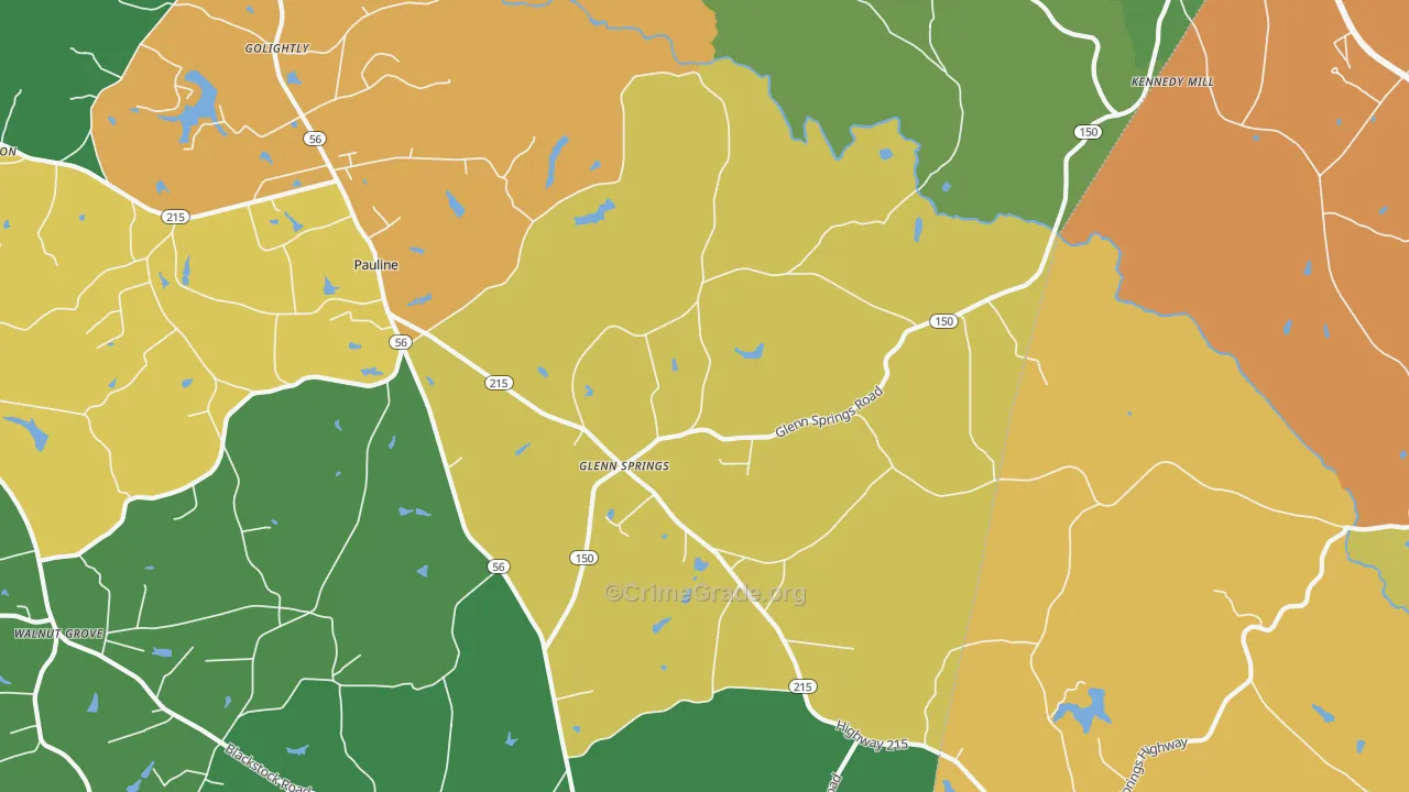 Glenn Springs, SC Map of Robbery Rates