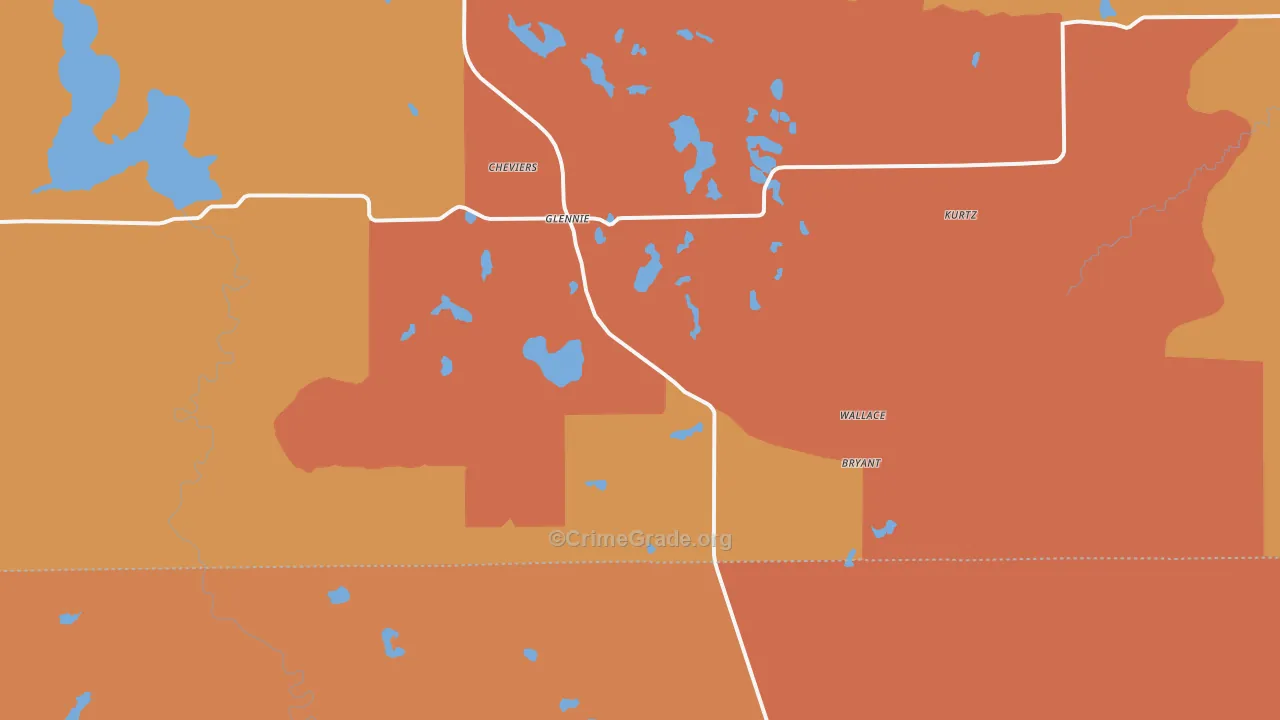 Glennie, MI Map of Robbery Rates