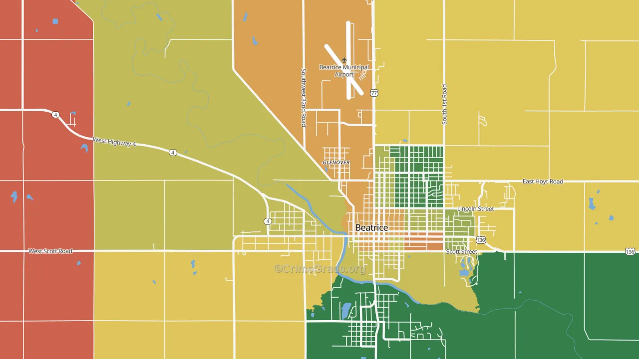 Glenover, NE Map of Robbery Rates