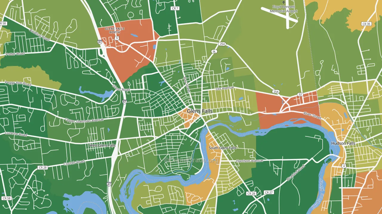 Glens Falls, NY Map of Robbery Rates