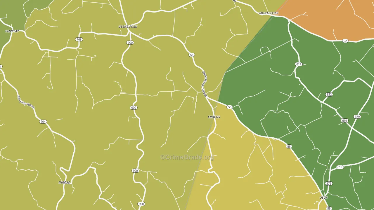 Glens Fork, KY Map of Robbery Rates