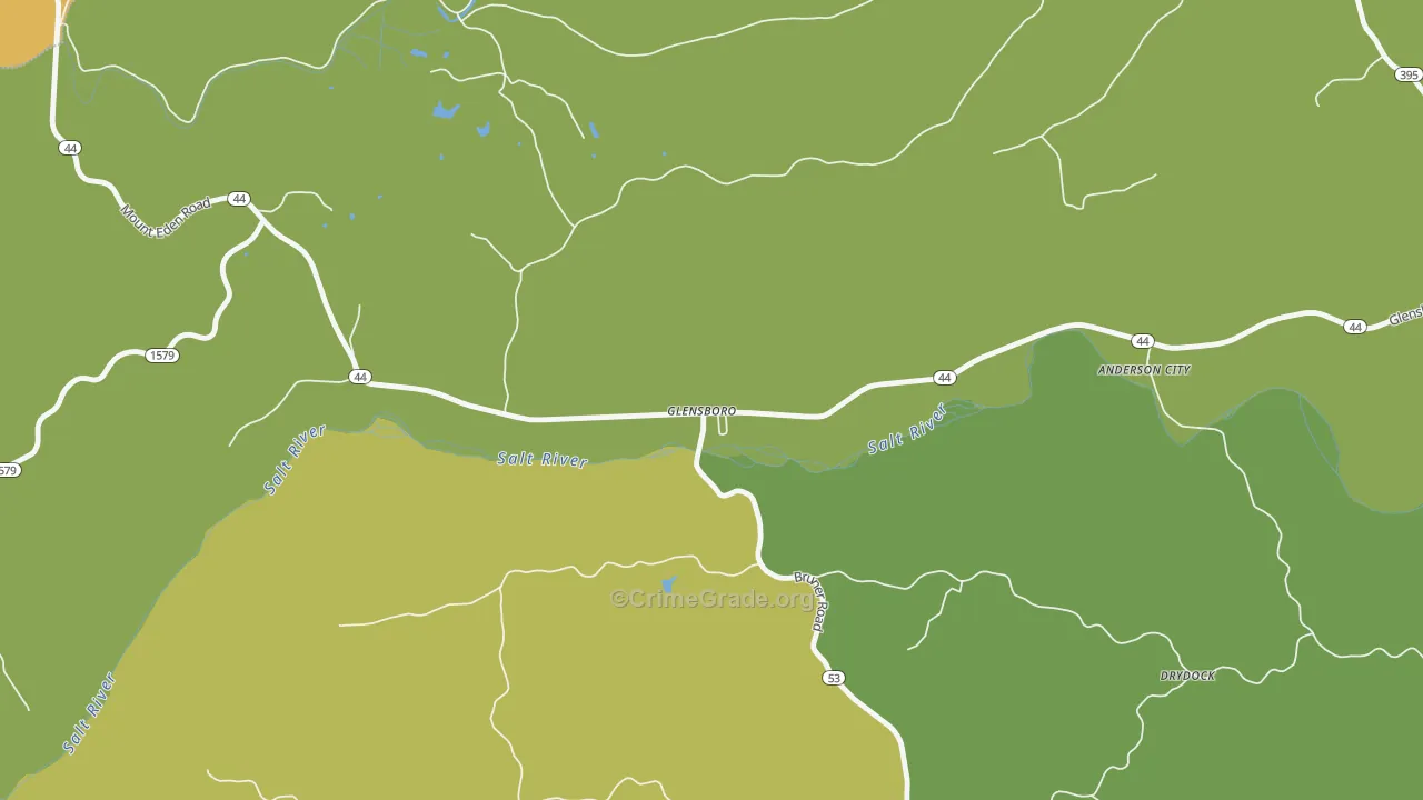 Glensboro, KY Map of Robbery Rates