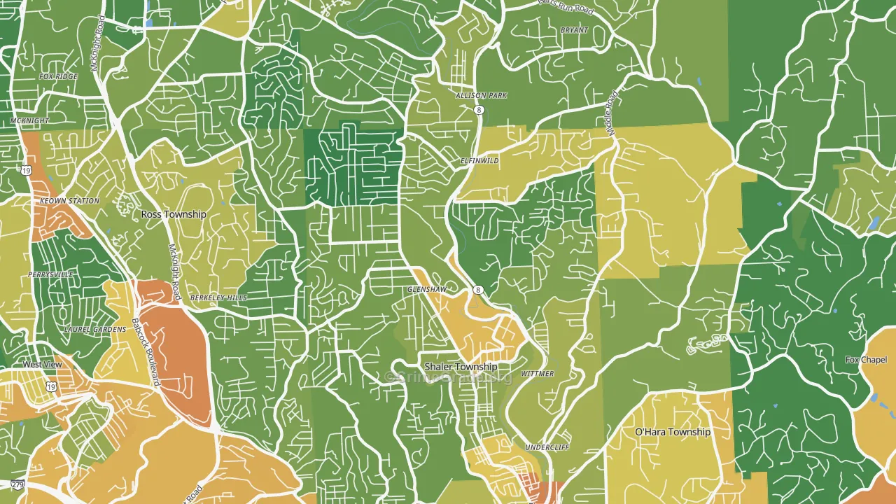 Glenshaw, PA Map of Robbery Rates