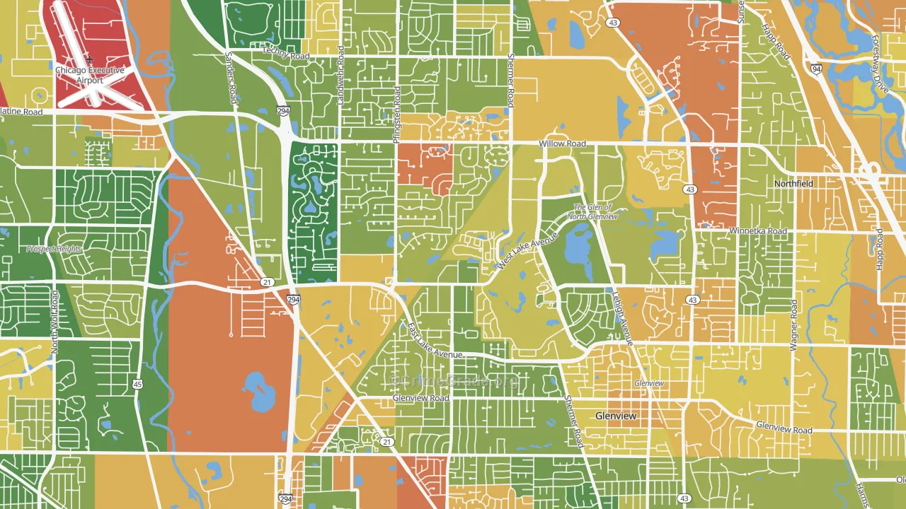 Glenview Nas, IL Map of Robbery Rates