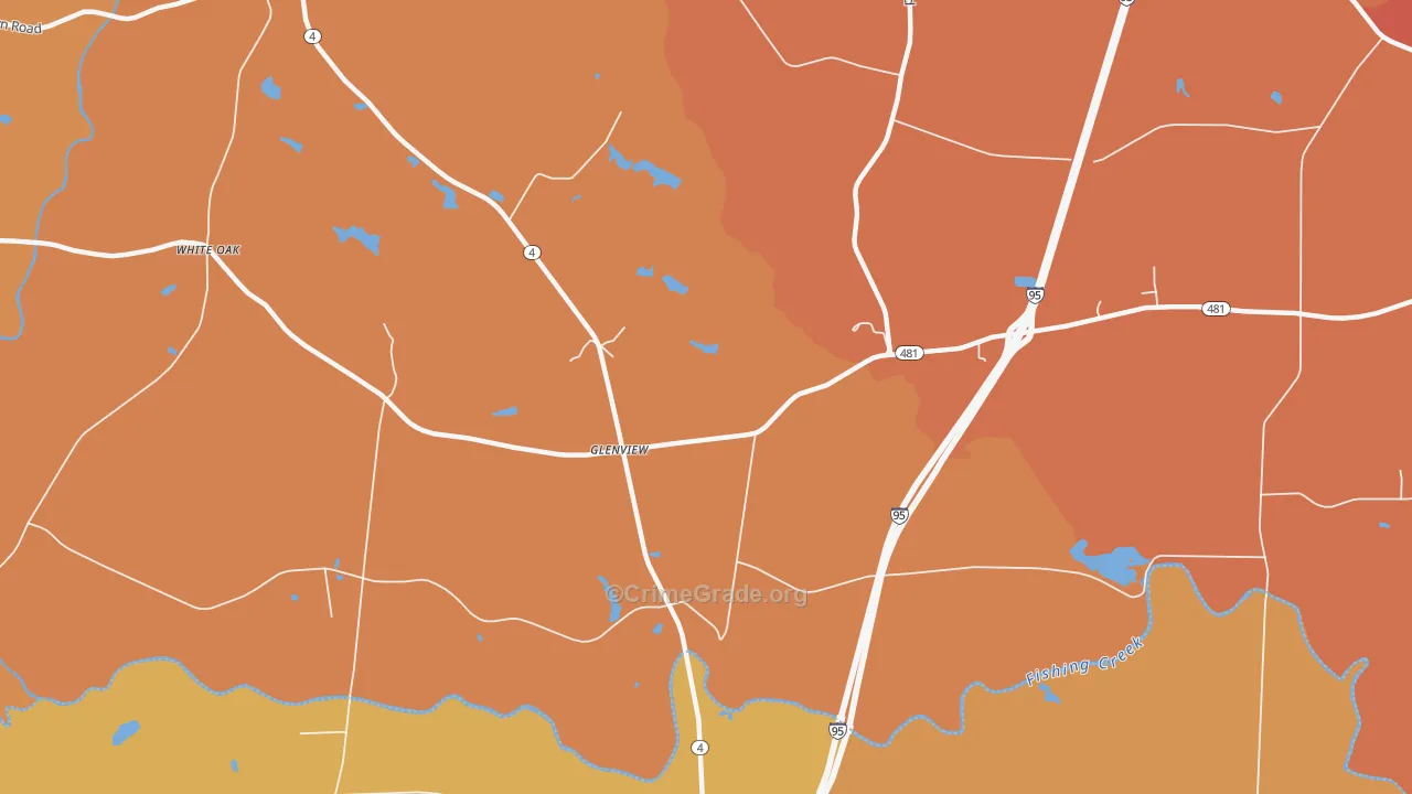 Glenview, NC Map of Robbery Rates
