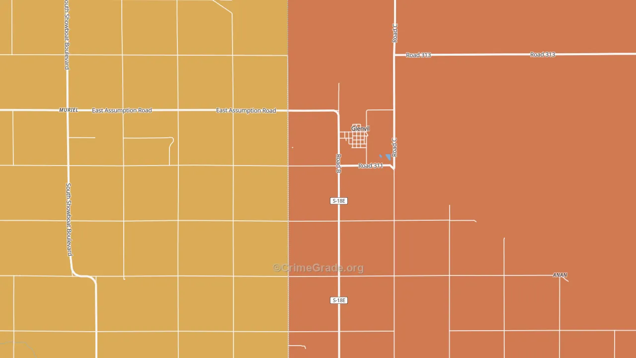 Glenvil, NE Map of Robbery Rates