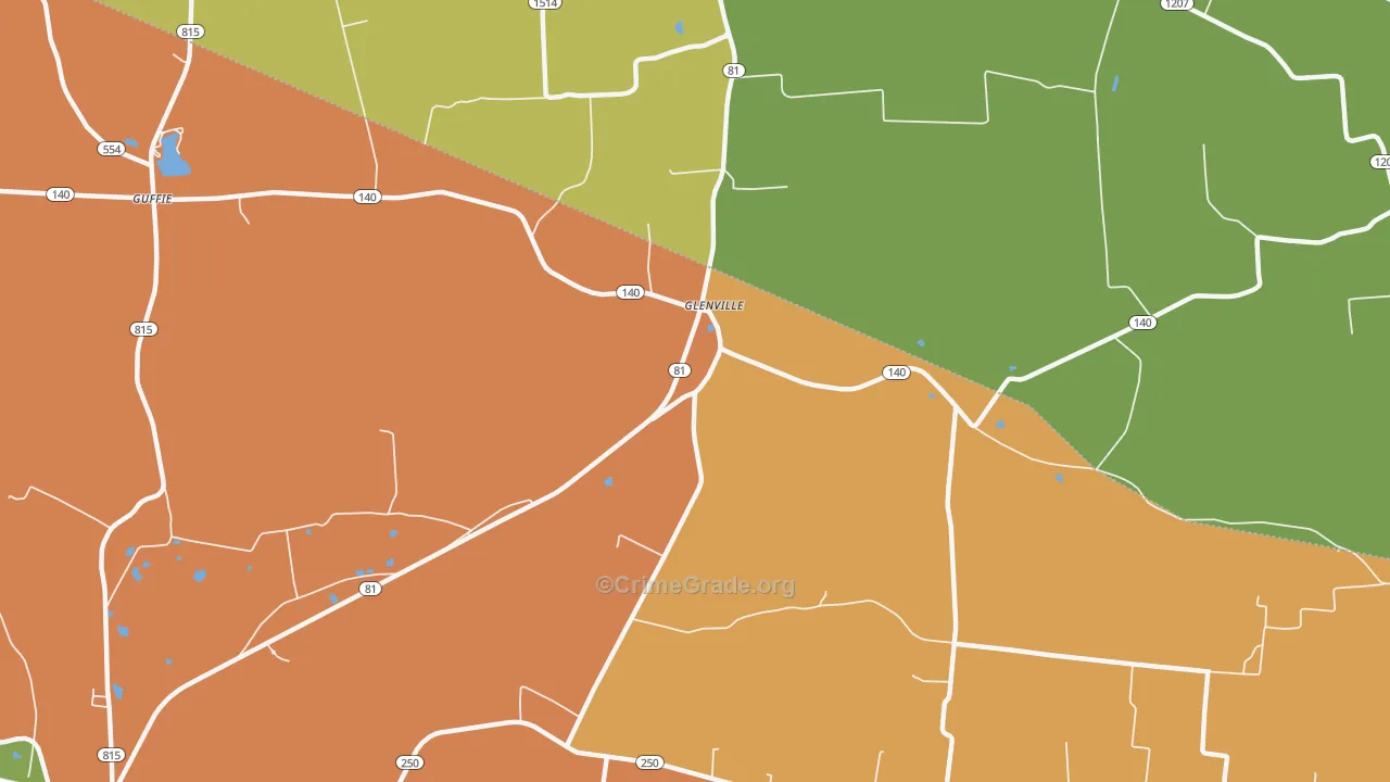 Glenville, KY Map of Robbery Rates