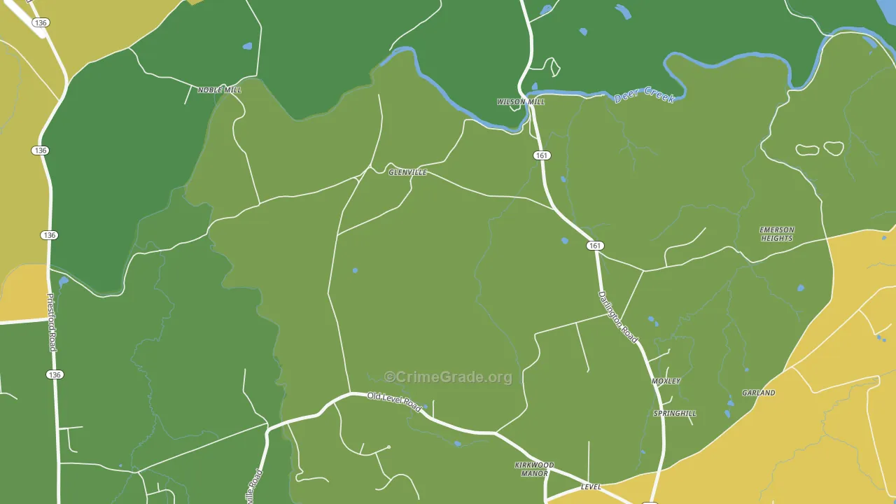 Glenville, MD Map of Robbery Rates