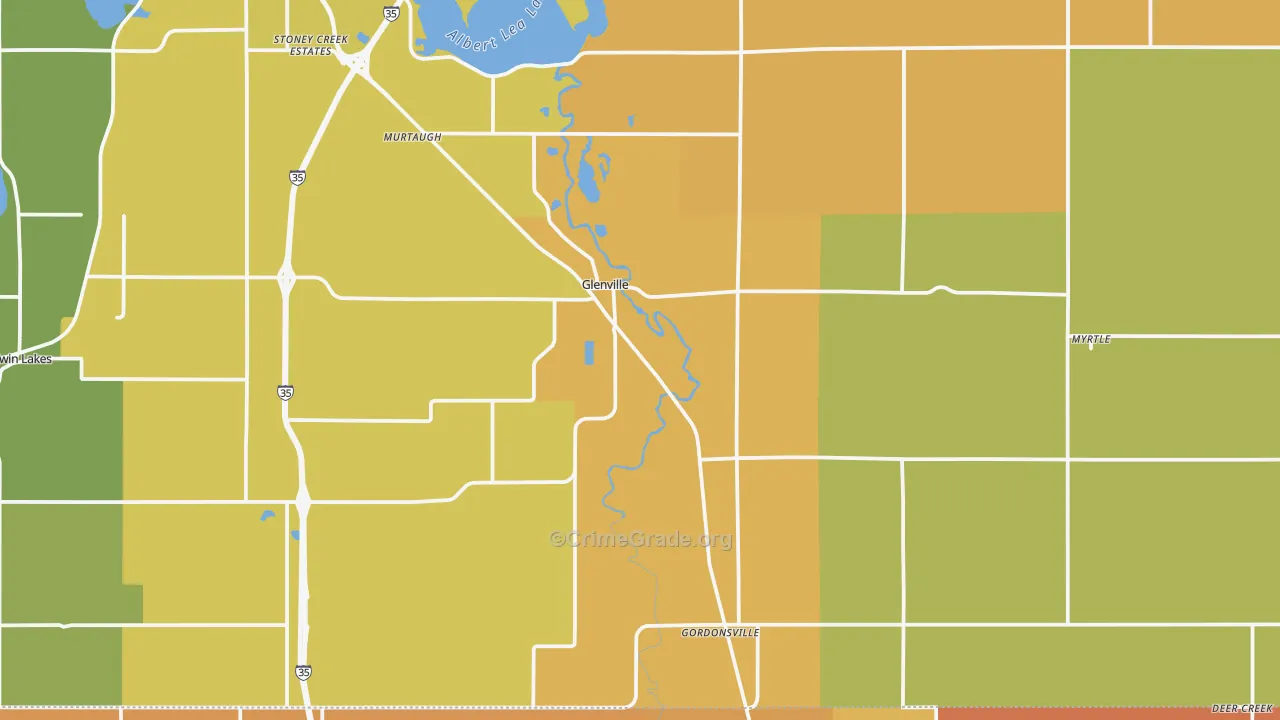 Glenville, MN Map of Robbery Rates
