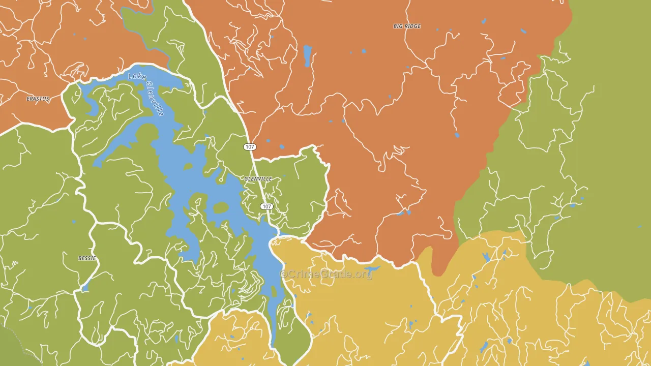 Glenville, NC Map of Robbery Rates
