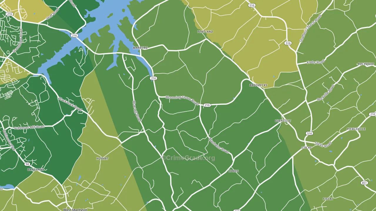 Glenville, PA Map of Robbery Rates