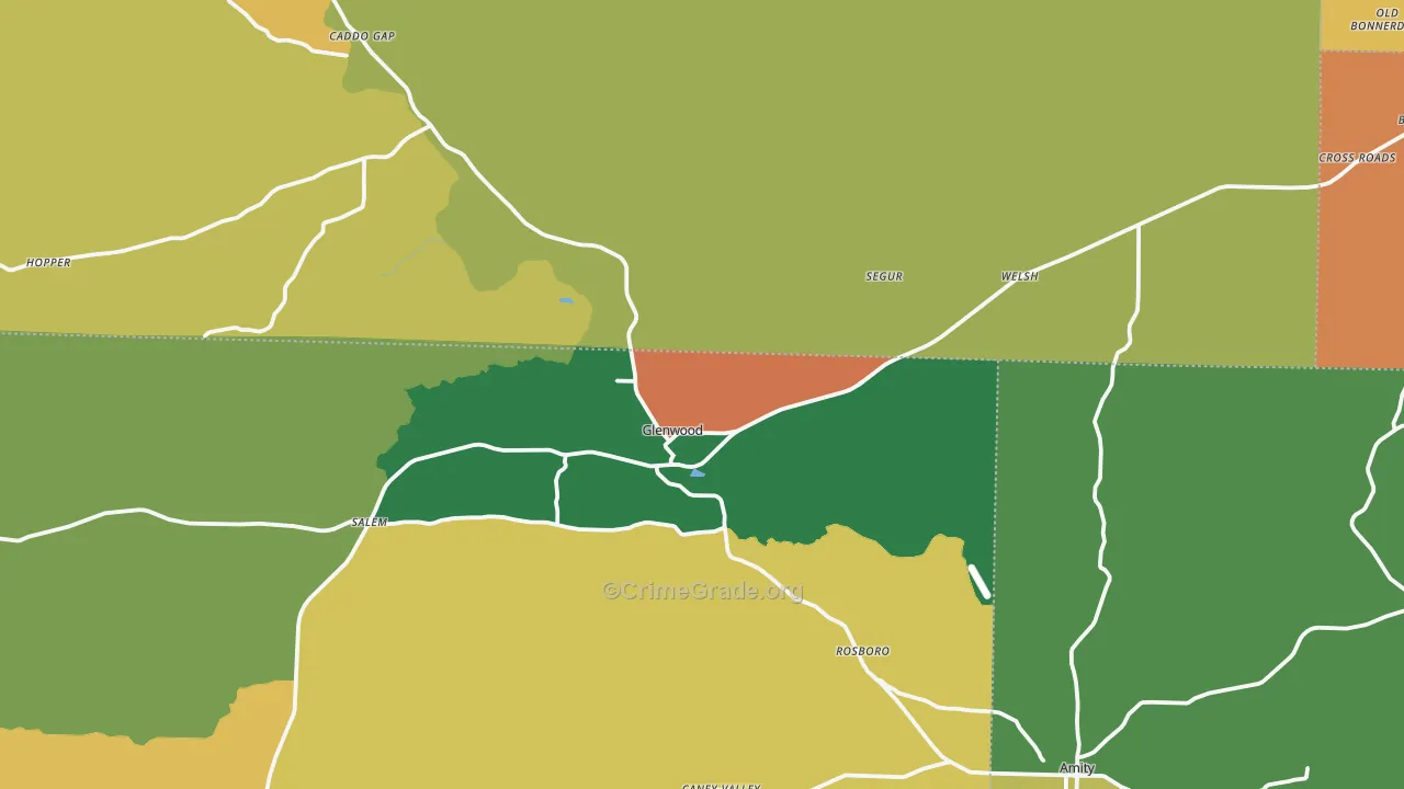 Glenwood, AR Map of Robbery Rates