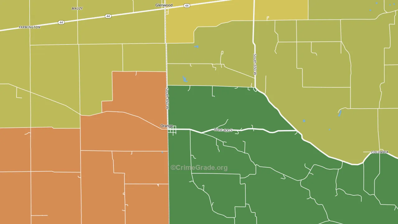 Glenwood, IN Map of Robbery Rates