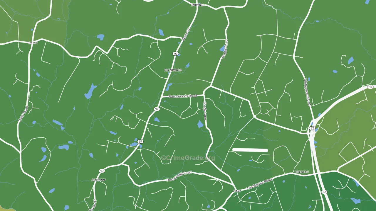 Glenwood, MD Map of Robbery Rates