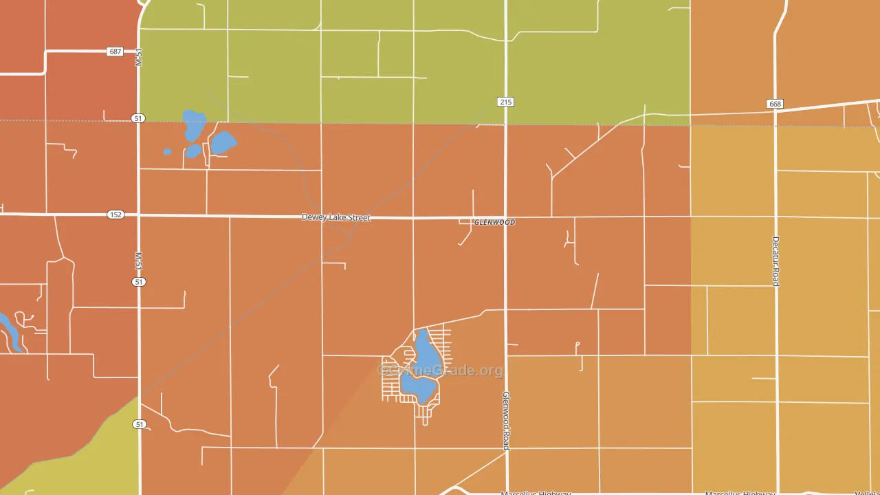 Glenwood, MI Map of Robbery Rates