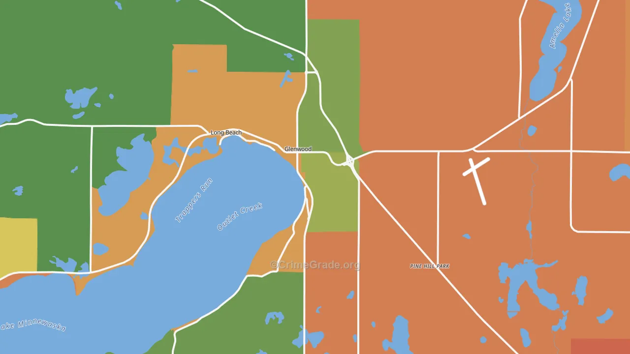 Glenwood, MN Map of Robbery Rates