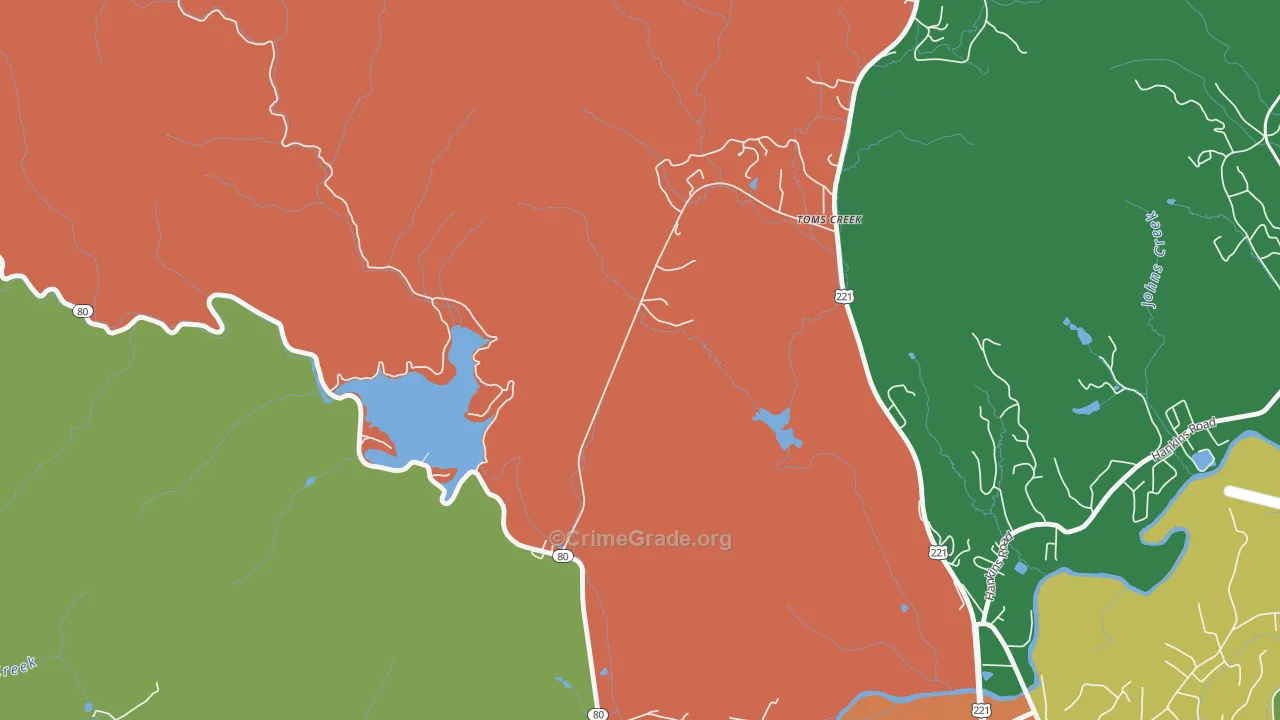 Glenwood, NC Map of Robbery Rates