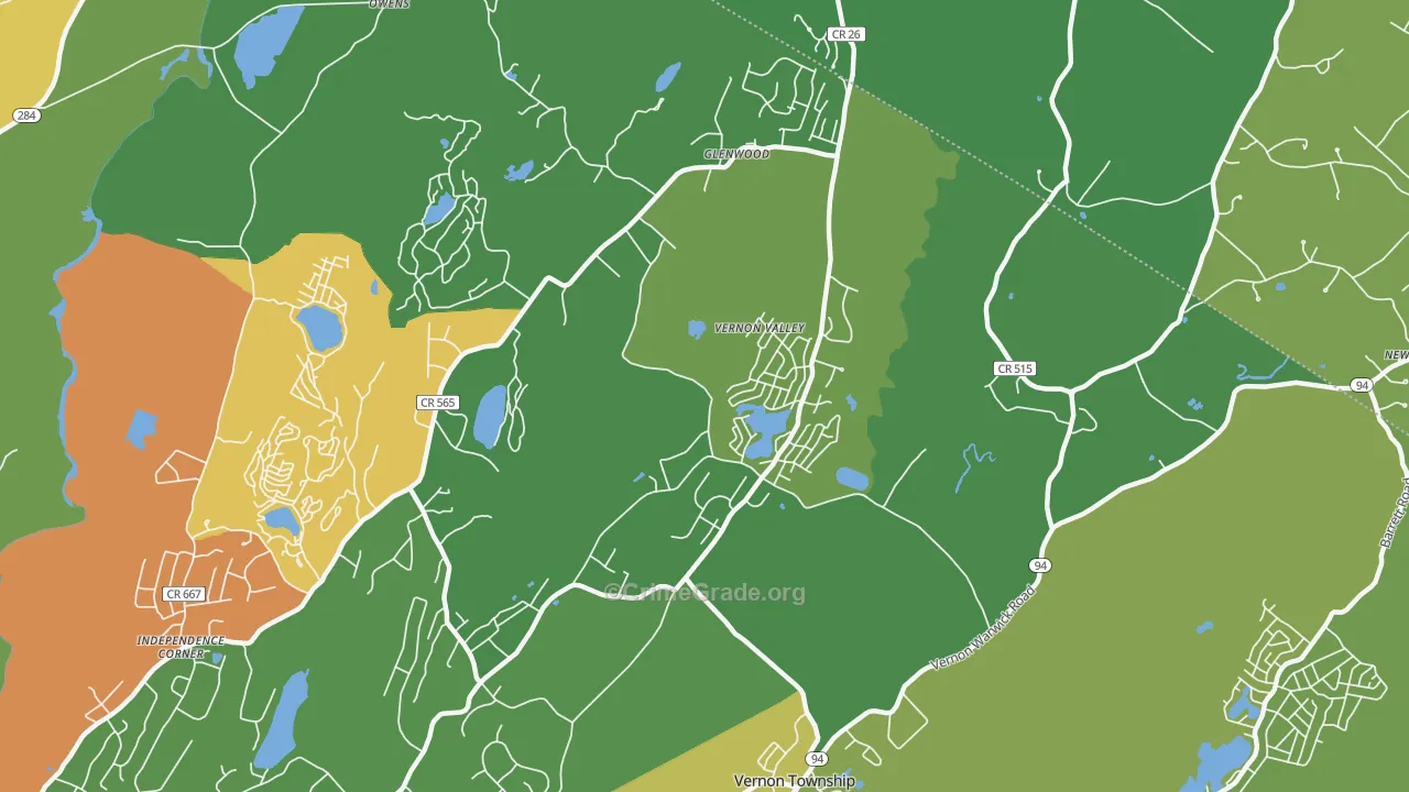 Glenwood, NJ Map of Robbery Rates