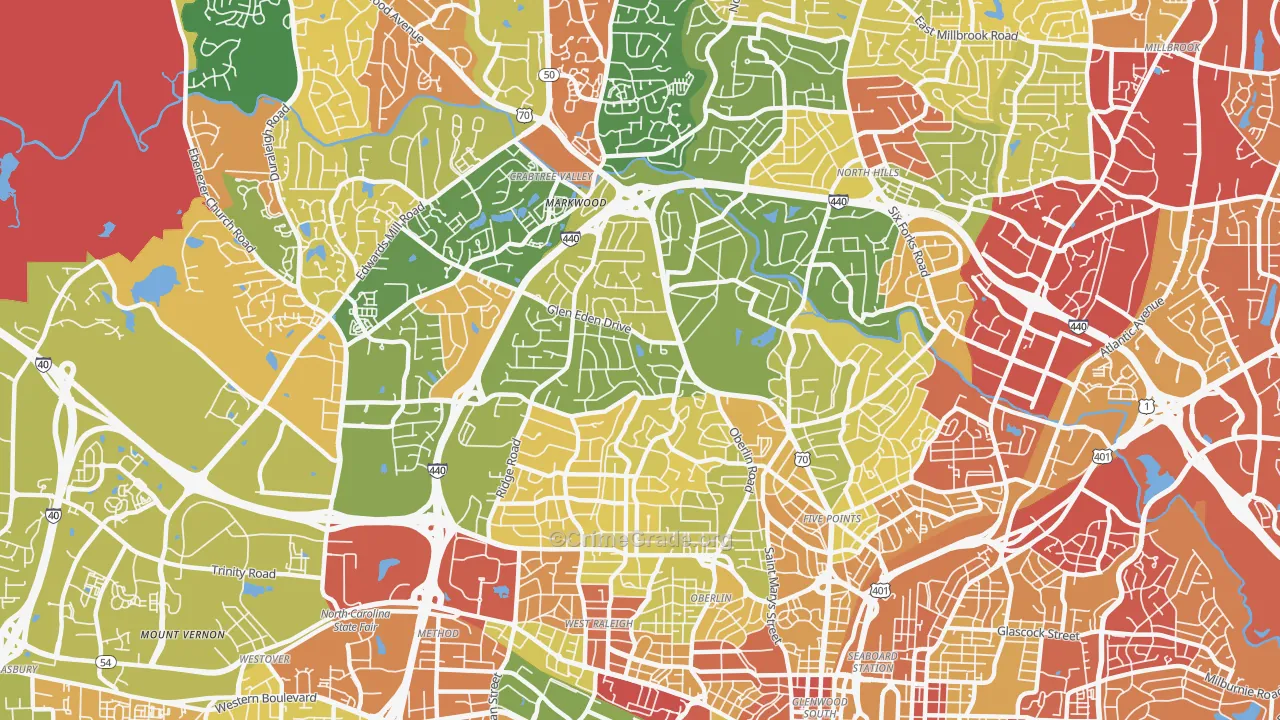 Glenwood, Raleigh, NC Map of Robbery Rates