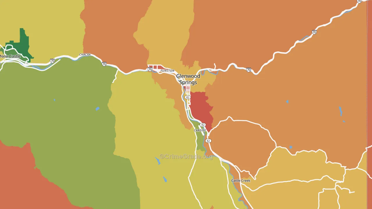 Glenwood Springs, CO Map of Robbery Rates